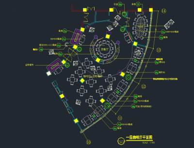 现代咖啡厅设计施工图，咖啡厅CAD施工图纸下载