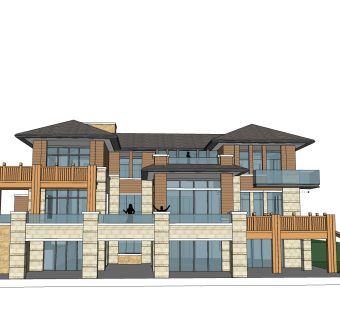 现代独栋别墅草图大师模型下载，独栋别墅sketchup模型