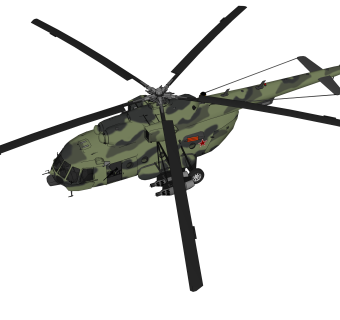 苏联MI-8米-8河马直升机su模型,苏联MI-8米-8河马直升机sketchup模型下载