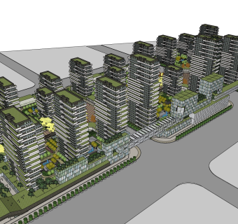 现代办公楼规划草图大师模型，办公楼规划sketchup模型免费下载