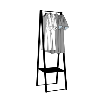 现代铁艺挂衣架草图大师模型,服装店衣架su模型下载