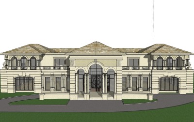欧式别墅外观草图大师模型，SU模型免费下载