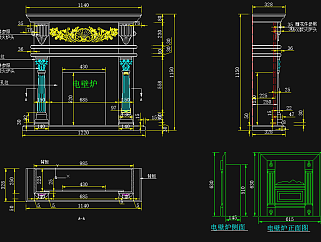 最齐全壁炉CAD素材，全套壁炉CAD施工图下载