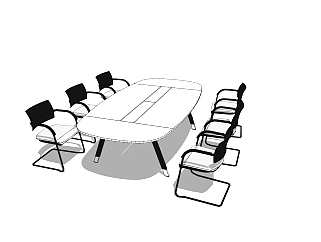 会议桌草图大师模型，会议桌sketchup模型，会议桌su素材下载