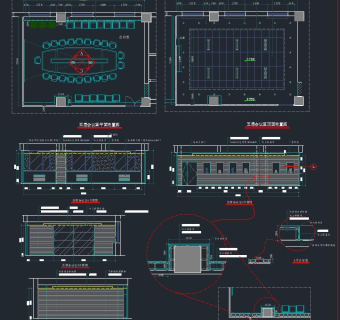 现代70平米会议室装修详图CAD图纸，70平米会议室CAD建筑图纸免费下载