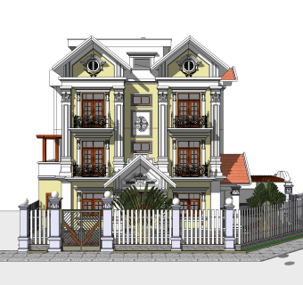 欧式别墅SU模型，别墅SKP模型下载