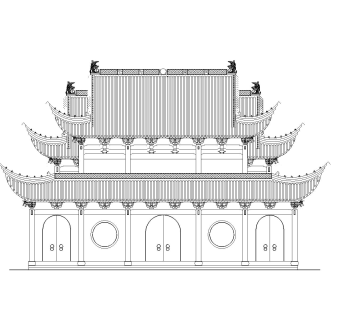 中式戏台祠堂建筑施工图，戏台CAD建筑图纸下载