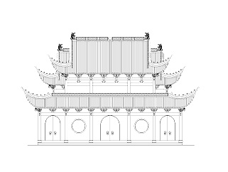 中式戏台祠堂建筑施工图，戏台CAD建筑图纸下载