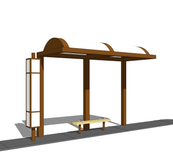 现代候车亭免费su模型，候车亭草图大师模型下载