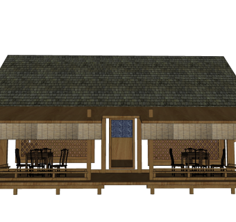 中式别墅草图大师模型，别墅sketchup模型