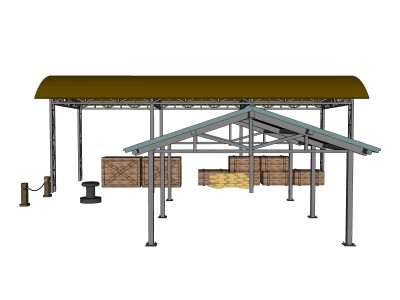 码头仓库凉棚sketchup模型下载