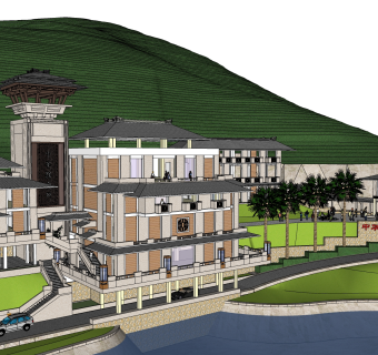 欧式别墅外观草图大师模型，SU模型免费下载