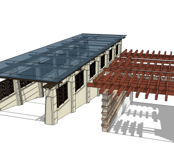 现代地下车库入口草图大师模型，车库入口sketchup模型下载