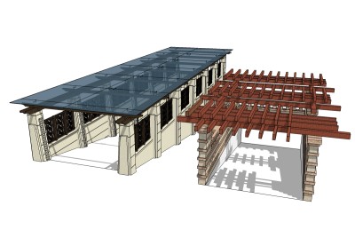 现代地下车库入口草图大师模型，车库入口sketchup模型下载