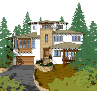 欧式别墅SU模型，别墅SKP模型下载