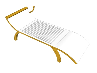 现代躺椅草图大师模型，<em>白色椅子</em>su模型下载