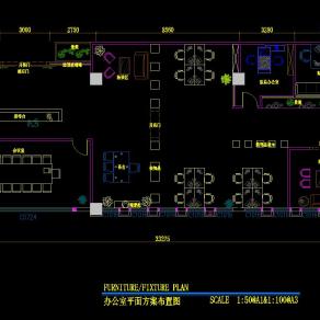 大中型办公室设计方案图，CAD建筑图纸免费下载