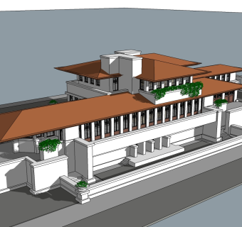 弗兰克·劳埃德·赖特罗宾住宅草图大师模型下载