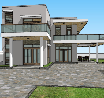 现代独栋别墅su模型免费下载，sketchup别墅草图大师模型