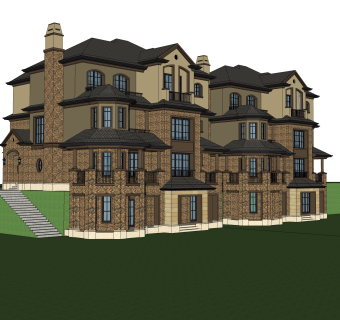 欧式独栋别墅草图大师模型，sketchup别墅su模型下载
