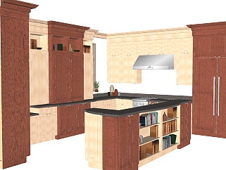 <em>现代厨房</em>柜免费su模型，厨房柜skp模型下载