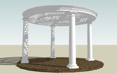 欧式圆形廊架草图大师模型，圆形廊架sketchup模型下载