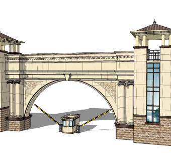 欧式入口大门草图大师模型下载，入口大门sketchup模型