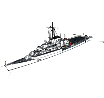 意大利山地步兵级FFG580号护卫舰草图大师模型，护卫舰SU模型下载
