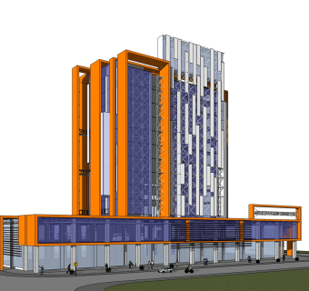 现代高层办公楼草图大师模型，高层办公楼sketchup模型免费下载