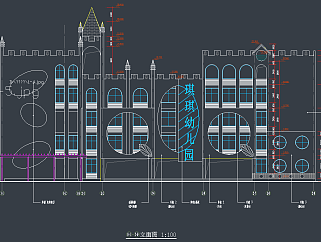 五层欧洲城堡式幼儿园建筑施工图，幼儿园建筑CAD施工图纸下载