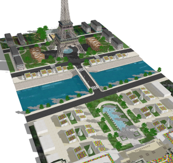 现代公园景观草图大师模型，公园sketchup模型免费下载