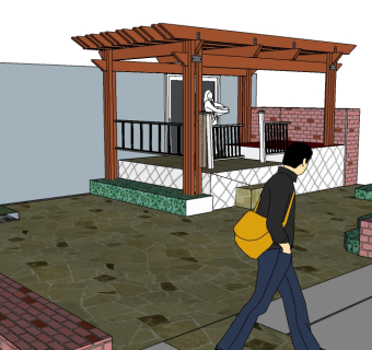 现代廊架草图大师模型，廊架SU模型下载