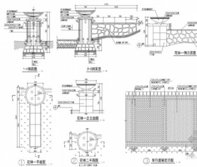 园林景观<a href=https://www.yitu.cn/sketchup/huayi/index.html target=_blank class=infotextkey>花</a>钵施工详图 