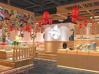 日式料理店CAD图纸，餐厅cad设计图纸下载