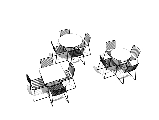 现代小型会议桌组合草图大师模型，会议桌skp模型下载