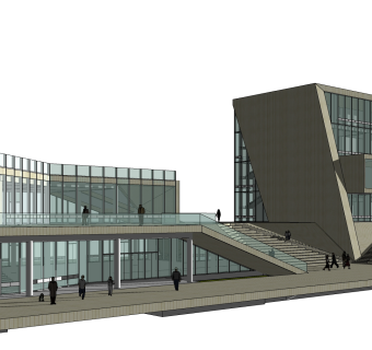 现代办公楼草图大师模型，办公楼sketchup模型免费下载