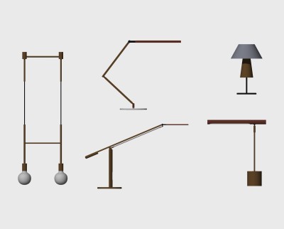 北欧台灯组合草图大师模型，台灯sketchup模型下载