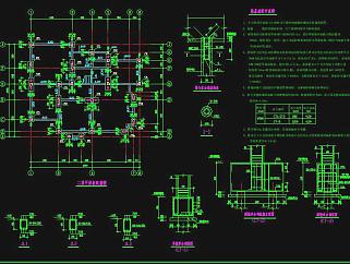 某三层豪华别墅框架结构设计CAD施工图，豪华别墅框架结构CAD施工图纸下载