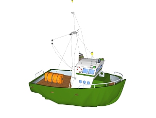 现代渔船<em>草图大师</em>模型，货船<em>su模型</em>下载