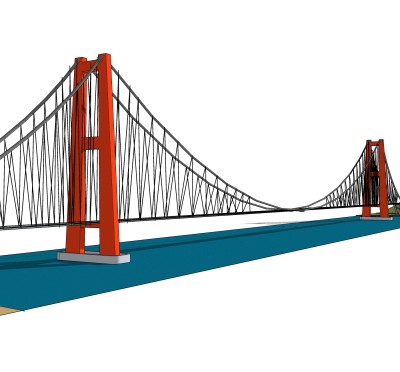 悬索桥设计草图大师模型下载，sketchup悬索桥su模型分享