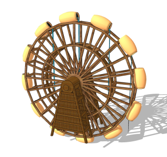 水车景观SU模型，简约水车sketchup模型下载