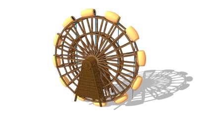 水车景观SU模型，简约水车sketchup模型下载