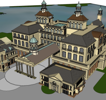欧式酒店草图大师模型下载、欧式酒店su模型下载