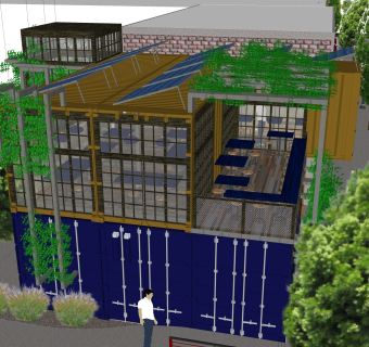 现代集装箱改造房sketchup模型，集装箱房屋草图大师模型下载