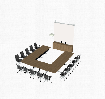 现代实木会议桌su模型，会议桌sketchup模型下载