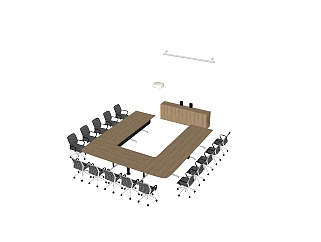 现代实木会议桌su模型，会议桌sketchup模型下载