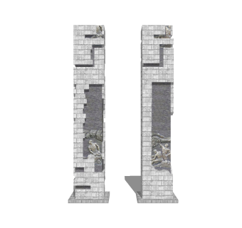 中式文化景观柱草图大师模型，文化景观柱sketchup模型免费下载