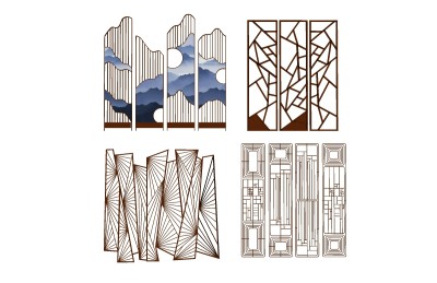 现代屏风隔断组合草图大师模型，屏风隔断sketchup模型skp文件分享