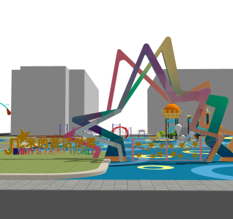 现代儿童活动场地su模型下载，游乐设施草图大师模型分享