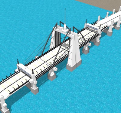 斜拉桥草图大师模型下载，斜拉桥sketchup模型分享